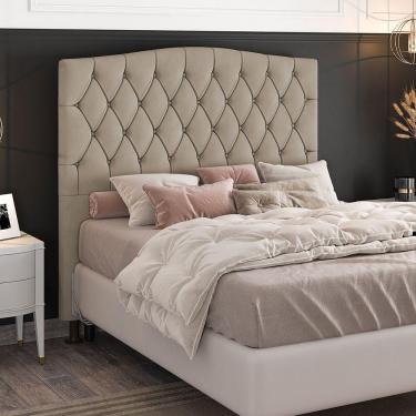Imagem de Cabeceira Greta Cama Box Casal 140cm Suede Bege