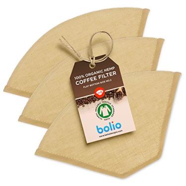 Imagem de Filtro de café Bolio Organic Hemp Cone – Reutilizável e Ótimo para fazer um café suave – sem plástico – Material ecológico resistente a bactérias, Natural Beige, No.2, 3