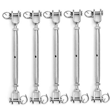 Imagem de Gancho de tensão de fio, tensor de corda de aço inoxidável prático de 5 peças para instalação externa para estilingue de varanda