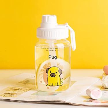 Imagem de Garrafa de água de vidro de 450 ml com palha portátil, garrafas de bebida de leite com leite de café (Capacity : 450ml, Color : Style 2)