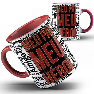 Imagem de Caneca vermelha Meu papai Pai herói