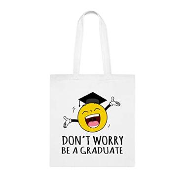 Imagem de Bolsa de graduação, não se preocupe com graduação, bolsa de graduação, bolsa de ombro graduada, bolsas reutilizáveis para graduação, ideia de presente de cesta de Natal de aniversário, Branco