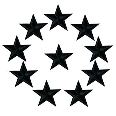 Imagem de Yliping 20 Pçs Adesivos Bordados em Forma de Estrelas Pretas Costurar Passar a Ferro Para Bolsa Jeans Chapéu Camiseta DIY Apliques Decoração