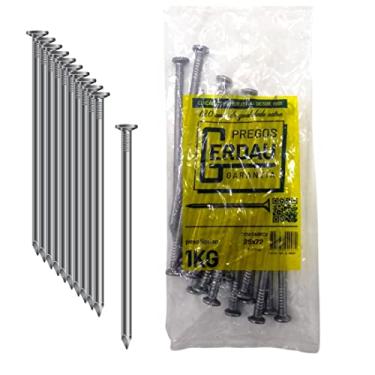 Imagem de Kit 10kg Prego 25x72 Gerdau Com Cabeça Polido, Construção