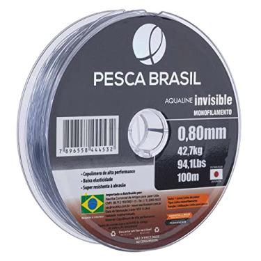 Imagem de Pesca Brasil, Linha de Pesca Monofilamento Aqualine Invisible, com 0,80mm e Resistência de 94lb, Caixa com 10 Carreteis de 100mts, Platinum