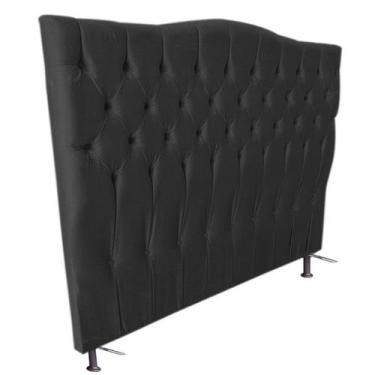 Imagem de Cabeceira Cama Box Casal Queen 160cm Capitonê Sofia Suede Preto - Shee