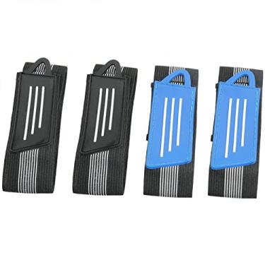 Imagem de CHENJIN Alça de perna de calça de bicicleta 4 peças ajustável elástico pé de tornozelo para bicicleta puttee de equitação ciclismo segurança faixa de clipe para calças de ciclismo, corrida, acampamento cinto elástico de fixação mágica