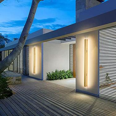 Imagem de Lâmpada de parede LED para ambientes externos moderna à prova d'água IP65 varanda jardim luz de parede longa e quarto interno lâmpada de iluminação decorativa alumínio