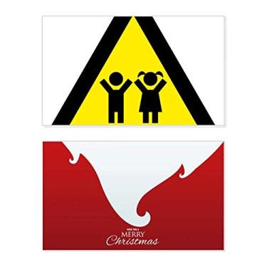 Imagem de Símbolo de aviso amarelo preto crianças triângulo feriado feriado feliz natal cartão de parabéns Natal carta mensagem