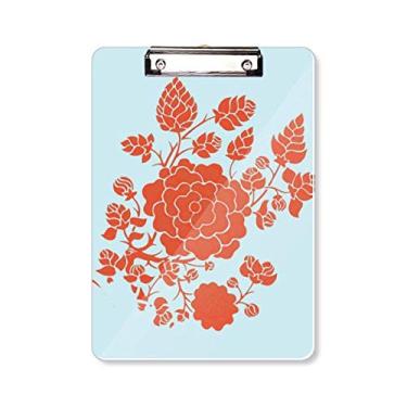 Imagem de DIYthinker Pasta de prendedor, estampa de rosa, flor vermelha, pasta, bloco de escrita, placa de suporte A4