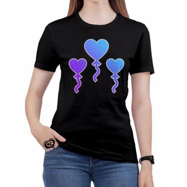 Imagem de Camiseta Dia Dos Namorados Plus Size Feminina Azul Blusa - Alemark