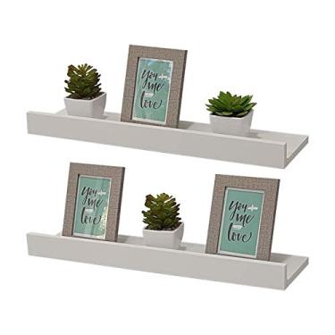 Imagem de Kit 2 Prateleiras Porta Quadros 70 x 15cm Branca Suporte Invisível