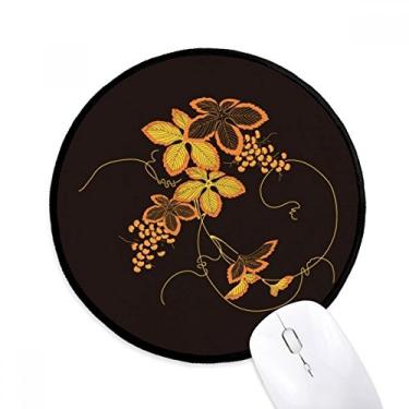 Imagem de Mouse pad de flor marrom japonesa para mesa de escritório tapete redondo para computador