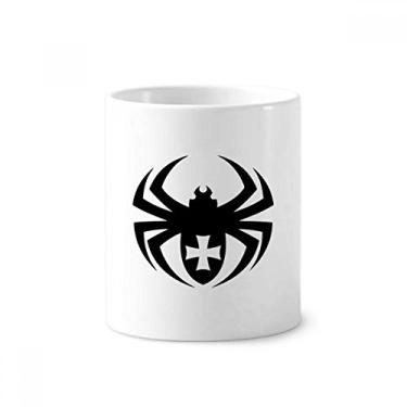 Imagem de Porta-canetas com ilustração de aranha negra com estampa de insetos e suporte de cerâmica para caneta