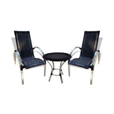 Imagem de 2 Cadeiras Para Jardim + Mesa, Varanda, Churrasqueira, Piscina, Gourme