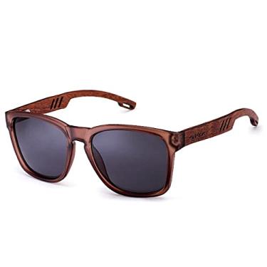 Imagem de Óculos de Sol Masculino HU WOOD Polarizado com Proteção UV400 Estilo Retangular Madeira (C2)