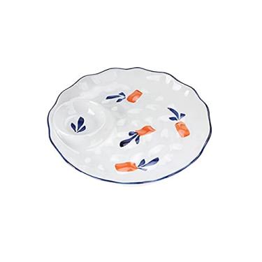 Imagem de GUIPAIHAI Prato de bolinho de cerâmica com vinagre Prato para restaurante doméstico Cor de esmalte Forma para frutos do mar (Cor: E)