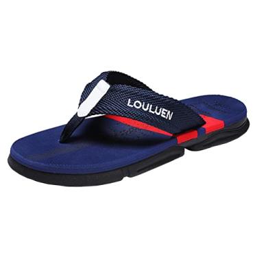 Imagem de Chinelos masculinos casuais chinelos de praia moda ao ar livre sandálias sapatos sandálias de piscina masculinas, Azul escuro, 10