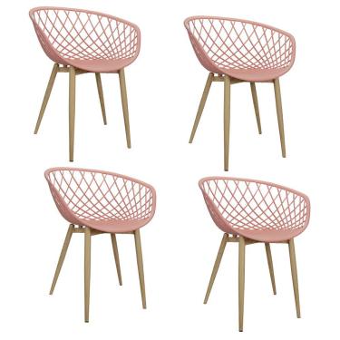 Imagem de Kit 4 Cadeiras Poltrona Clarice Sidera Nest Web C/ Apoio De Braço - Rosa