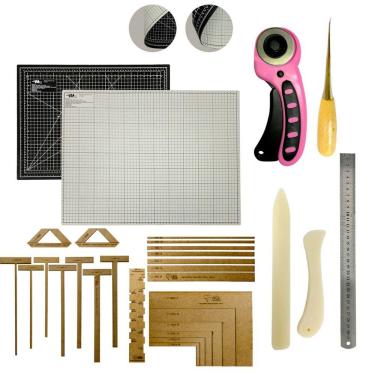 Imagem de Base de Corte A2 45x60 Dupla Face Kit Encadernação Gabarito Esquadros Scrapbook Réguas Cortador de Tecidos Dobradeira Agulhão