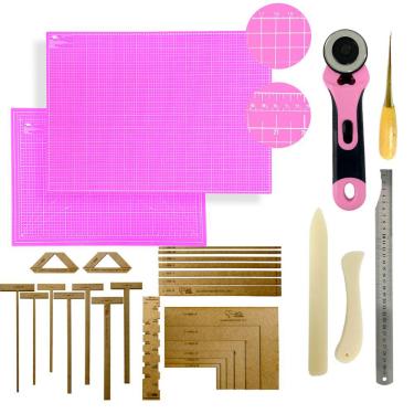 Imagem de Base de Corte A2 45x60 Dupla Face Kit Encadernação Gabarito Esquadros Scrapbook Réguas Cortador de Tecidos Dobradeira Agulhão