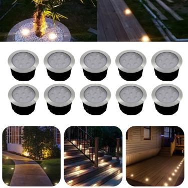 Imagem de 10 Luminárias Balizadores Spot Led SMD Em PVC De 7W Luz Branco Quente De Embutir Em Pis...