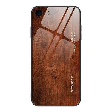Imagem de Luxo 9h duro vidro temperado caso para iphone 11 pro x xs max xr 6 s 6s 8 7 plus grão de madeira capa do telefone móvel pára-choques traseiro, m2, para iphone 7