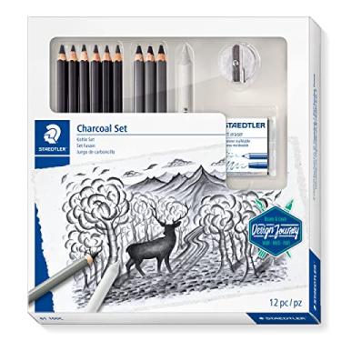 Imagem de STAEDTLER Conjunto de arte Mars Lumograph | Kit de desenho com lápis de desenho de carvão e grafite, toco de mistura, borracha amassável e apontador de furo duplo 61 100C