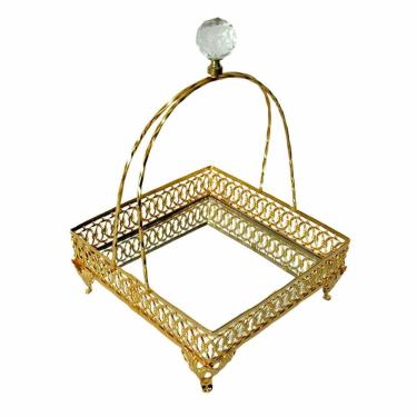 Imagem de Bandeja Espelhado Quadrada Dourado  - 63x28x42cm - 28925