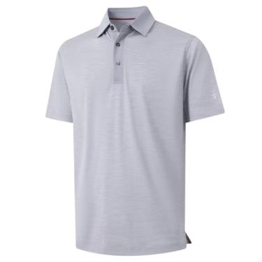 Imagem de M MAELREG Camisas polo masculinas de golfe de manga curta com modelagem seca, casual, absorção de umidade, piquê, gola mesclada, Jeans desbotado mesclado, XXG