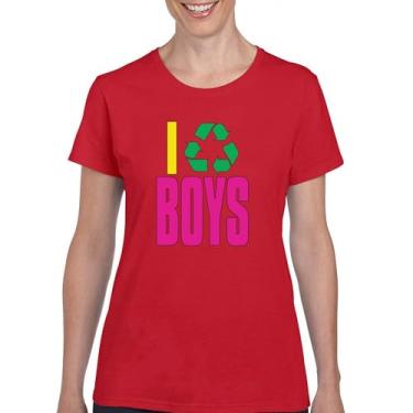 Imagem de I Recycle Camiseta masculina com estampa Puff Funny Dating App Humor Single Independent Heart Breaker Relationship Camiseta feminina, Vermelho, P