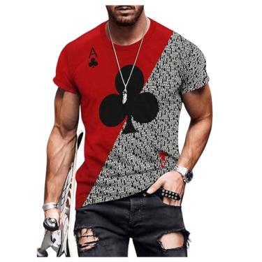 Imagem de Floerns Camiseta masculina de manga curta com patchwork colorblock, Vermelho, P