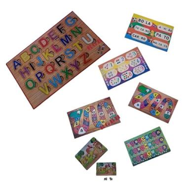 Imagem de Brinquedo Pedagógico Educativo Em Madeira Escolha o Seu: Letras - Números E Formas De Encaixe (Cobra Números)