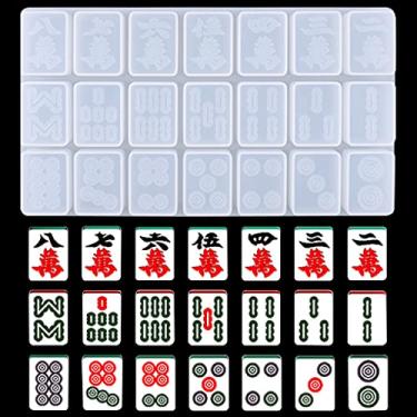 Imagem de FineInno Molde de resina Domino para azulejos de mahjong chinês epóxi molde de silicone com 21 cavidades para dominó personalizado, 13 órfãos Mahjong