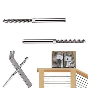 Imagem de Ingpro Pacote com 80 parafusos de rosca de aço inoxidável AISI 316 para canhotos e destros para kit de corrimão de cabo de deck de 1/20.3 cm, balaústres de poste de madeira (40 pares)