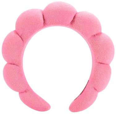 Imagem de HitModa Fitas de cabelo de spa para tratamentos faciais, aplicação de maquiagem e lavagem do rosto - Bandanas de tecido felpudo com design inchado para cuidados com a pele e aplicação de máscara