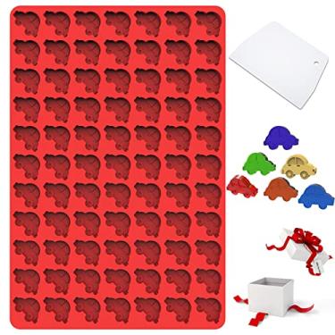 Imagem de Amyandone Mini moldes de doces de chocolate, molde de silicone de 77 cavidades com formato de carro para doces caseiros/chocolate/gomas/geleia, moldes de carro realistas com um raspador para fazer um