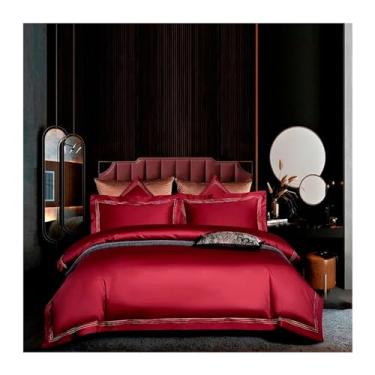 Imagem de Jogo de cama de luxo 1000TC algodão egípcio 4/6 peças casal queen king size bordado capa de edredom fronha, macio (3 220 x 240 cm 6 peças)