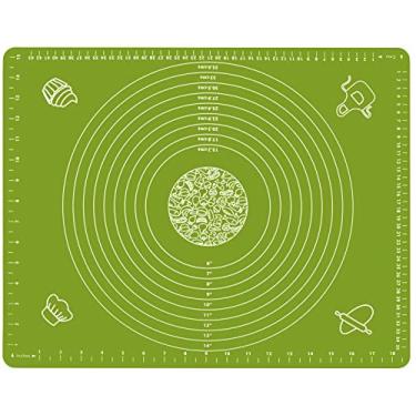 Imagem de Tapete de silicone para massa de rolo pastelada com medidas – Sem BPA e antiaderente para assar folhas de mesa antiderrapantes para assar bolo de pizza, Verde, 19.7" x 15.7", 1