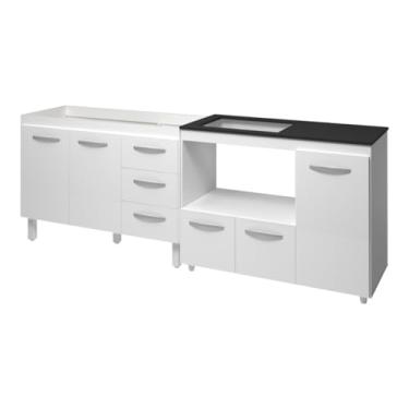 Imagem de Moblis Móveis, Kit Balcão para Pia 118 cm Bianca Branco com Balcão para Cooktop 4 Bocas Ana Branco