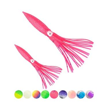 Imagem de BLUEWING Lote de 10 lulas de concha de saia com boia interna de 15,2 cm/22,9 cm para atum, wahoo, mahi, marlin, peixe grande rosa 23 cm / 9 polegadas