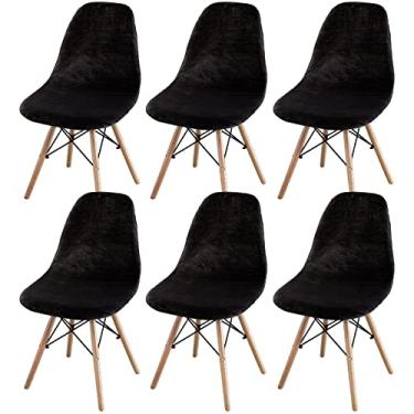 Imagem de MINGPINHUIUS Capa de cadeira de concha sem braços: capas de cadeira de sala de jantar elásticas de meados do século, capas de cadeira de jantar super ajustadas, para cadeiras de jantar (conjunto de 6,