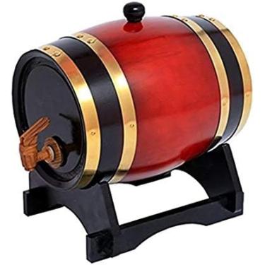 Imagem de Armário de bebidas para casa Barril de vinho de carvalho vintage 5L Armário de vinho Dispensador de água de madeira Armazenamento Vinagre de uísque Cerveja construída em forro de folha de al