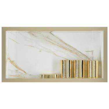 Imagem de Nicho Para Banheiro Em Porcelanato Porta Shampoo 60 cm (Calacata/Bréccia)