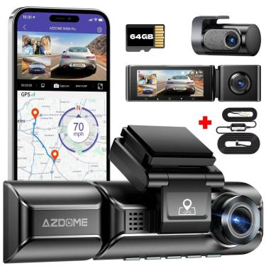 Imagem de Azdome M550 Pro Câmera Veicular 4k Gps Para Uber/99 + Kit 24h + Cartão de memória 64Gb