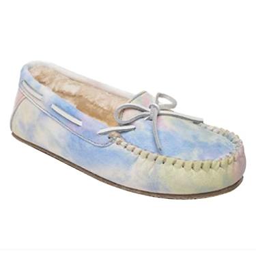 Imagem de Minnetonka Pantufas Tie-Dye Carrie Mocassins para Mulheres, Amarelo macio, multicor, 8
