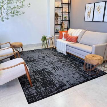 Imagem de Tapete Sala Premium 300x200 Decorativo Moderno Para Quarto Elegante Luxuoso (ROMA 50 PRETO)
