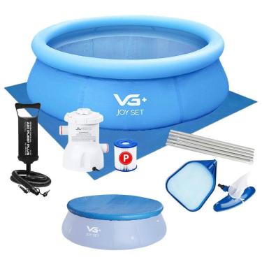 Imagem de Piscina Inflável Joy Set 4760 L Circular 300 Cm com Capa Filtro Bomba Forro Kit Limpeza Vg Plus 220v