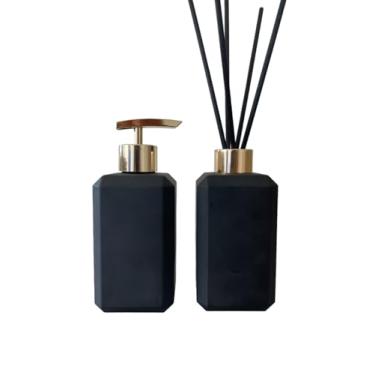 Imagem de Kit Lavabo Saboneteira e Difusor de Varetas 250 ml Preto Fosco Lapidus (GOLD)