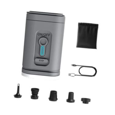 Imagem de Fenteer Bomba de ar portátil para infláveis, bomba de colchão de ar, inflador, ferramenta deflator para áreas externas, Cinza